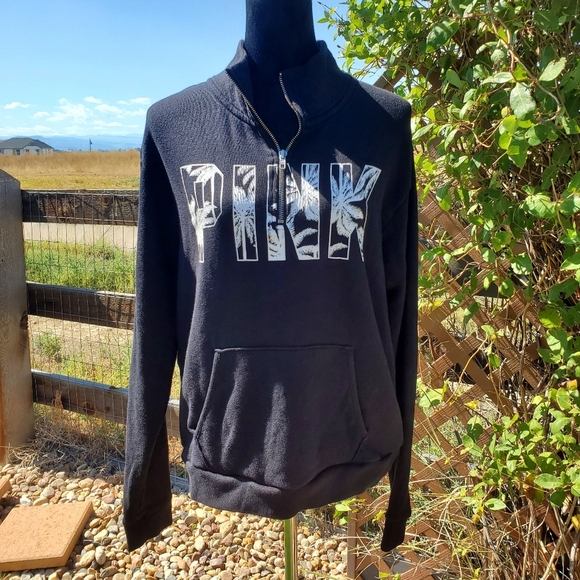 PINK VS Black & White 1/4 Zip Pullover Sweatshirt Size Large NWOT - Picture 1 of 16